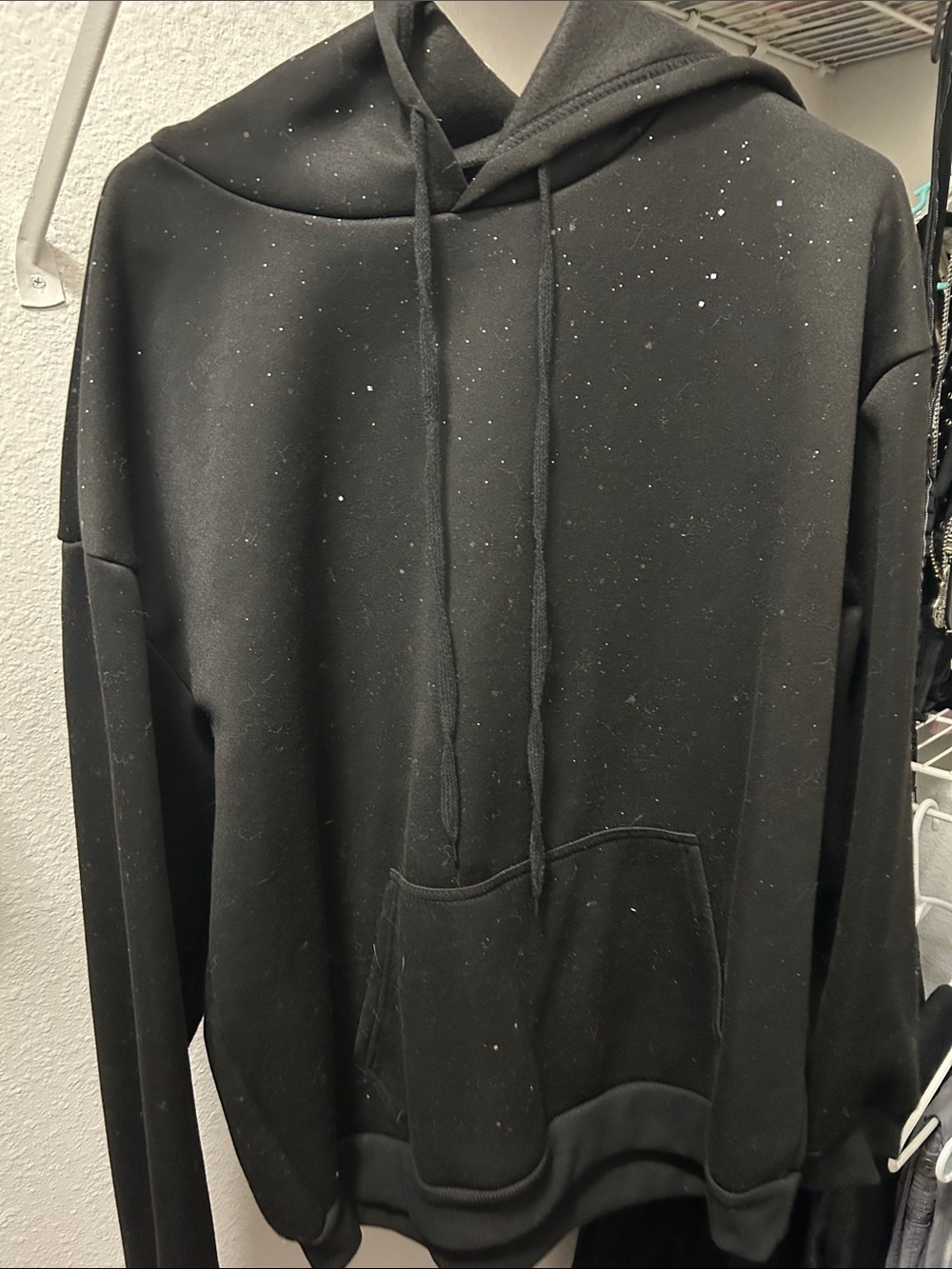 SHEIN Black Pullover Hoodie with Drawstring